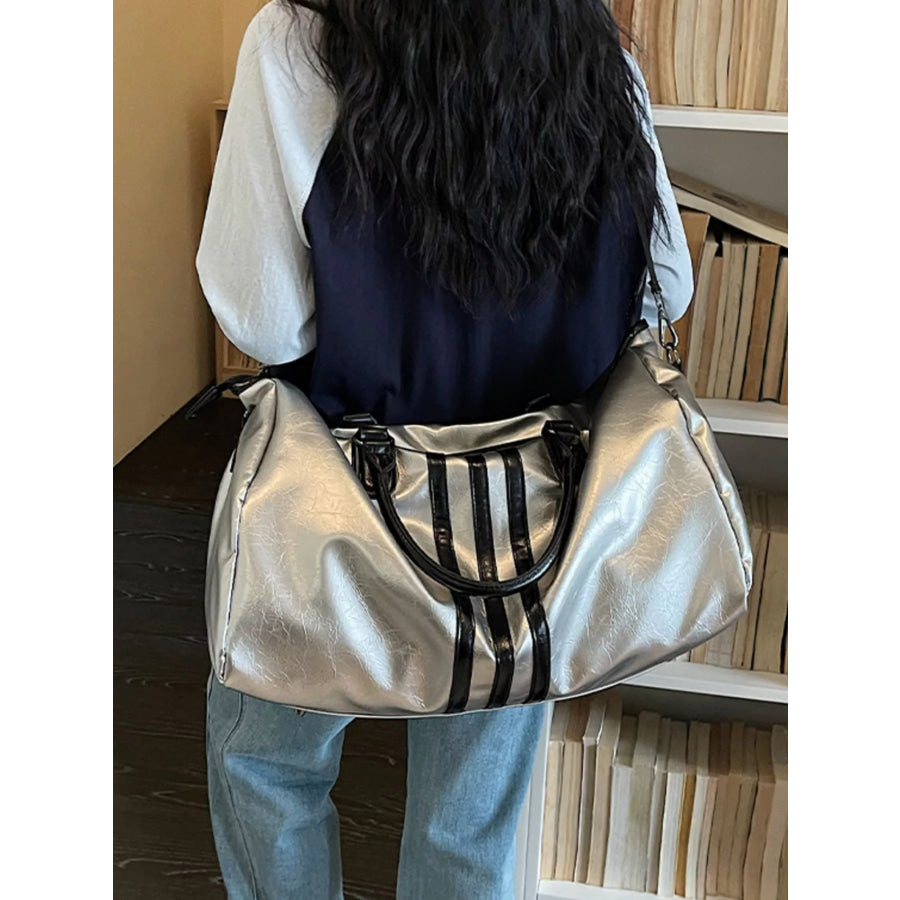 Duffle Bag with Three Stripes Silver / onesize Apparel and Accessories
