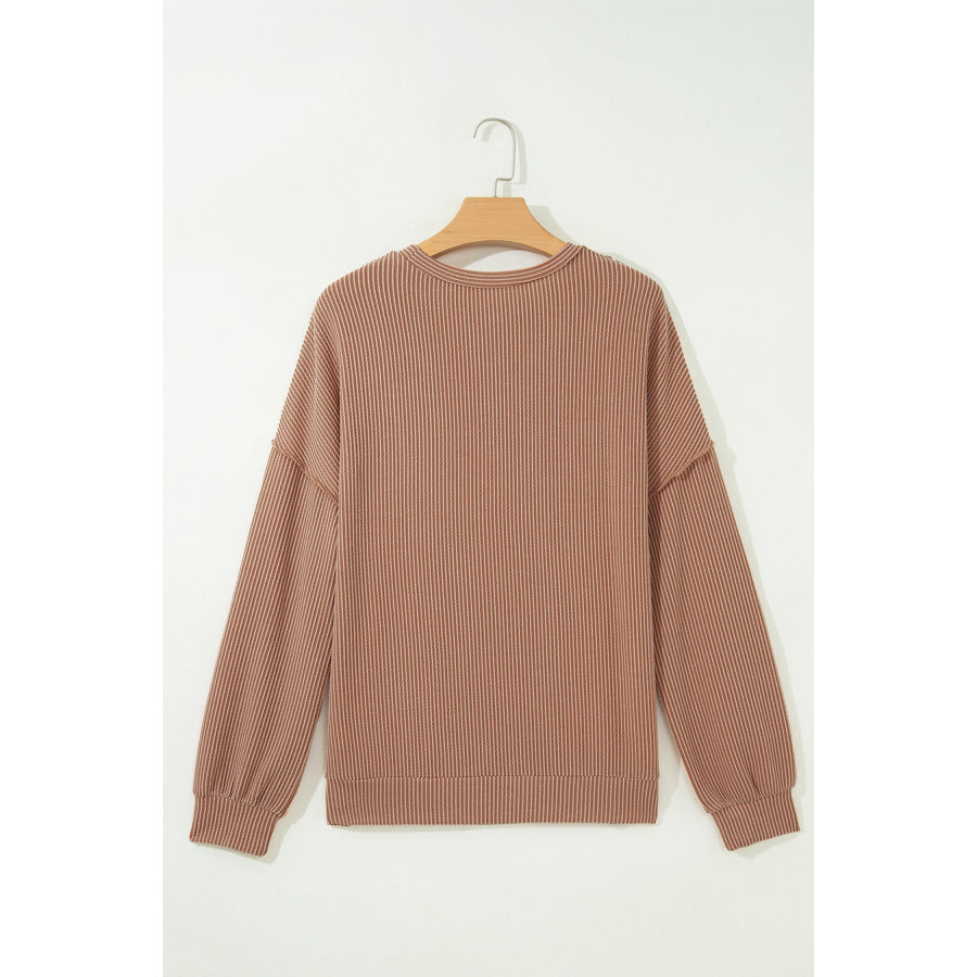DUNE Leopard Print Colorblock Ribbed Knit Top Tops/Long Sleeve Tops
