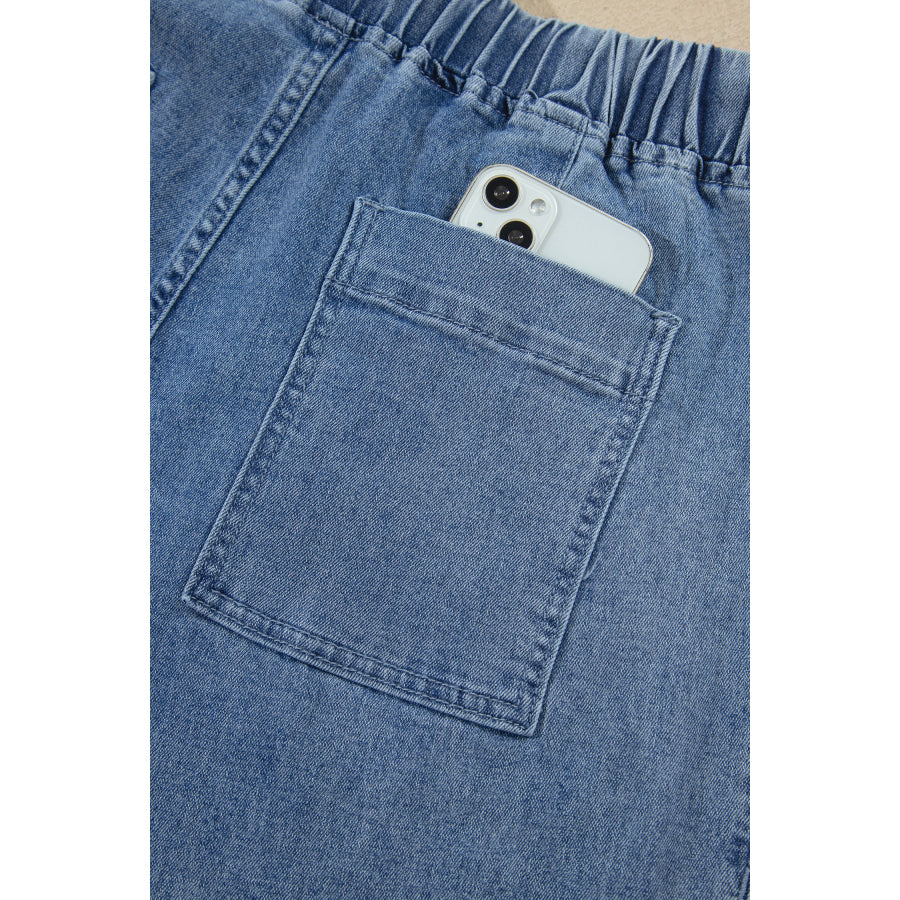 Dusk Blue Elastic Waist Harem Ankle Length Jeans Bottoms/Jeans