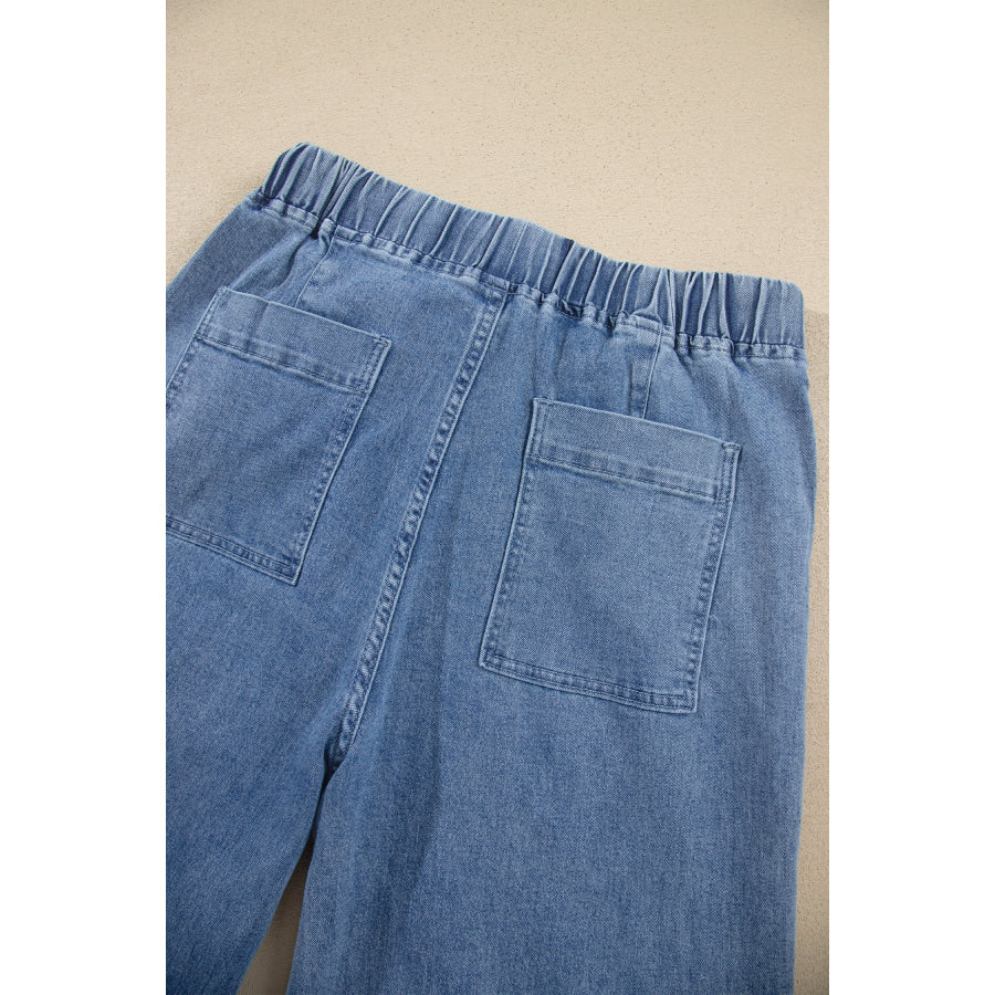 Dusk Blue Elastic Waist Harem Ankle Length Jeans Bottoms/Jeans