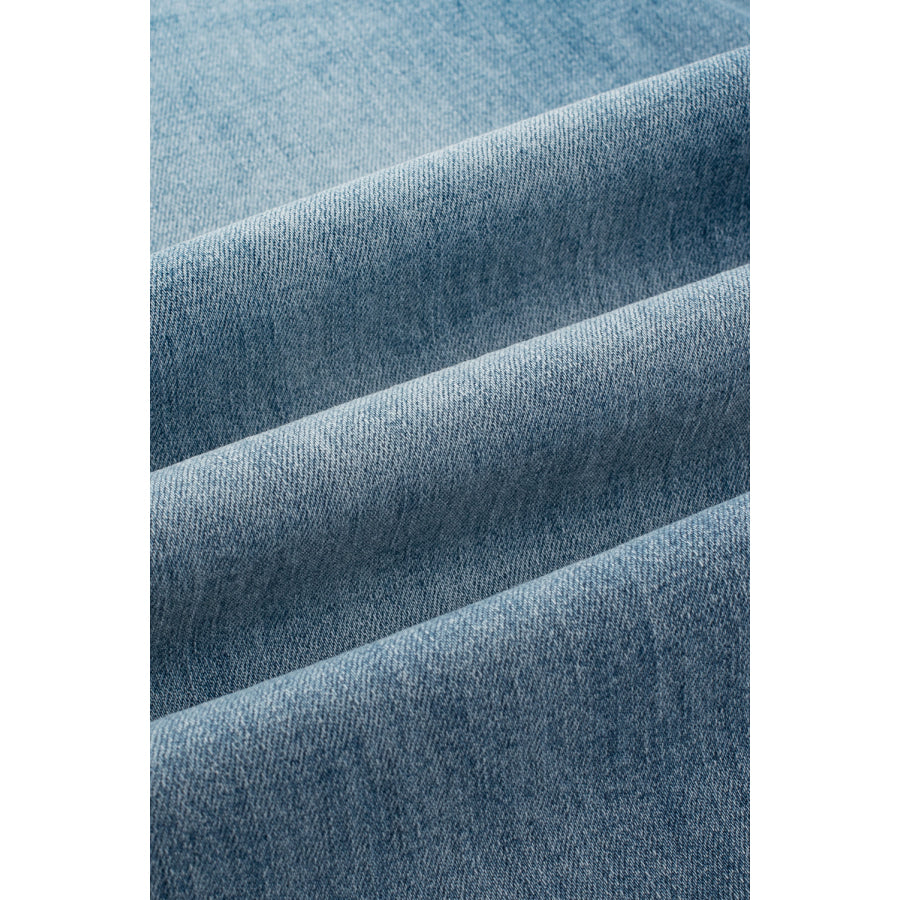 Dusk Blue Multi Buttons Medium Wash Straight Loose Leg Jeans Bottoms/Jeans