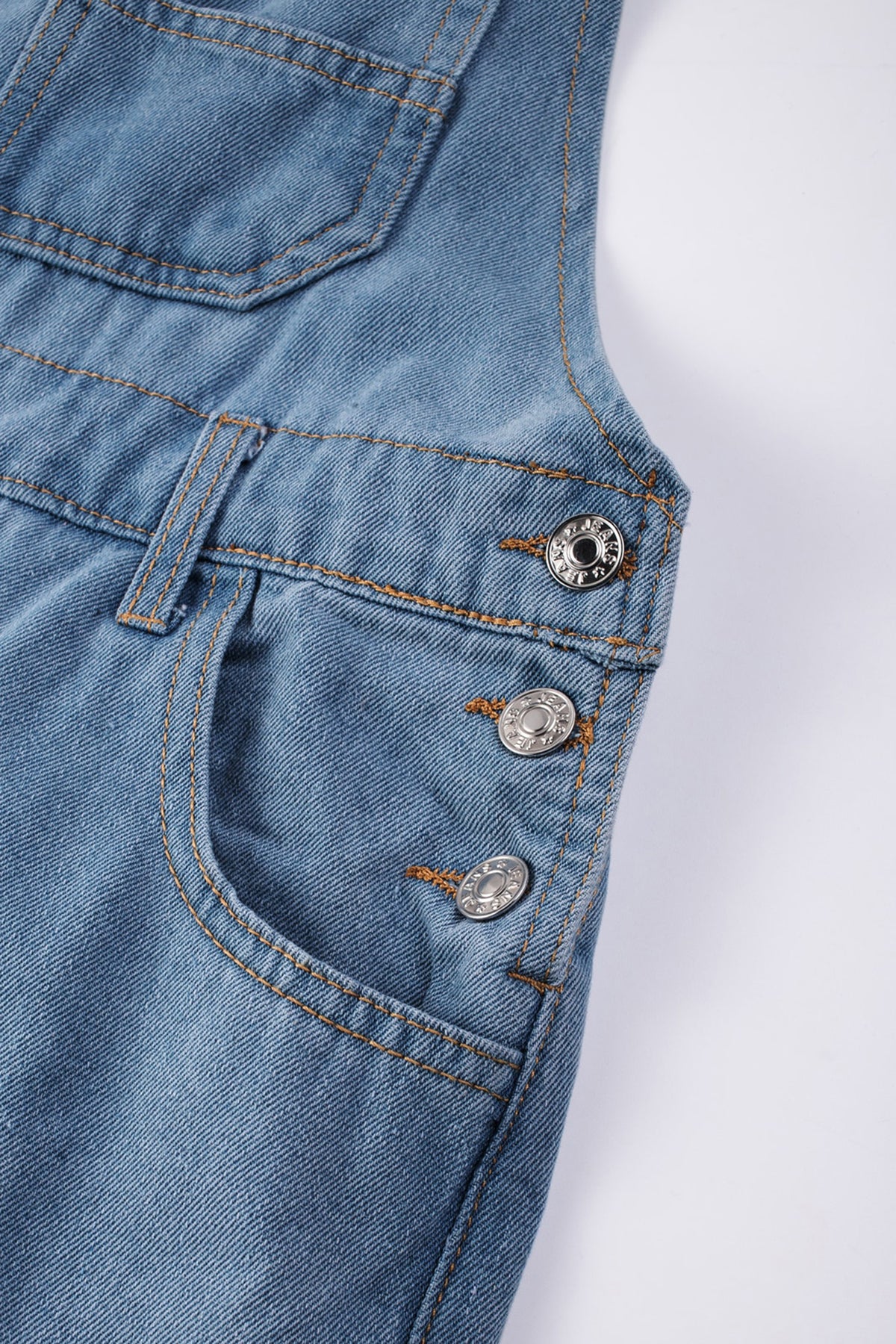 Light Blue Retro Bib Pocket Buckle Straps Casual Denim Jumpsuit