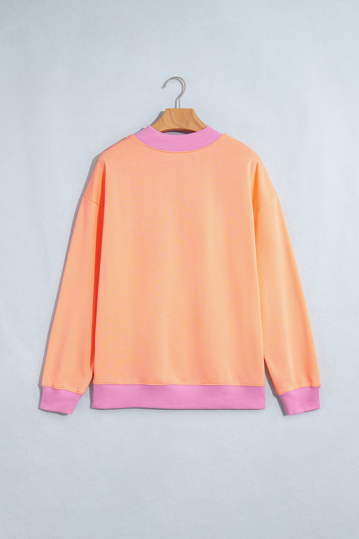 Dirty blue Colorblock Trim Crewneck Long Sleeve Pullover Sweatshirt