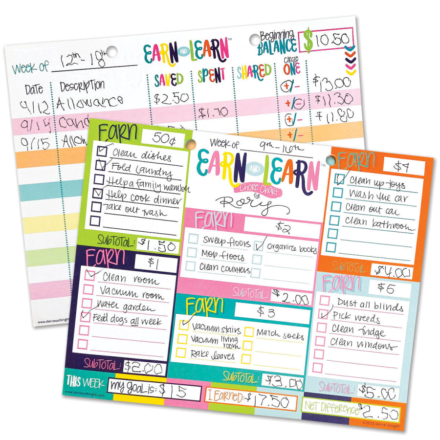 Earn &amp; Learn® Kids Money Management Chore Chart Pad Pads