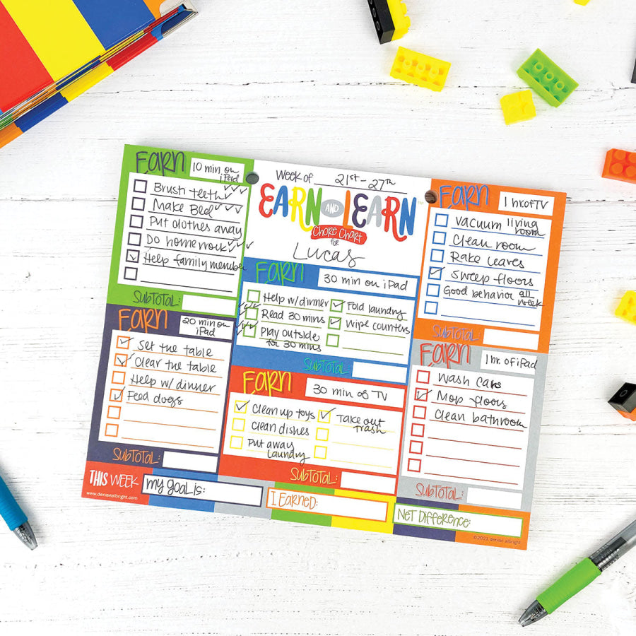 Earn &amp; Learn® Kids Money Management Chore Chart Pad Pads