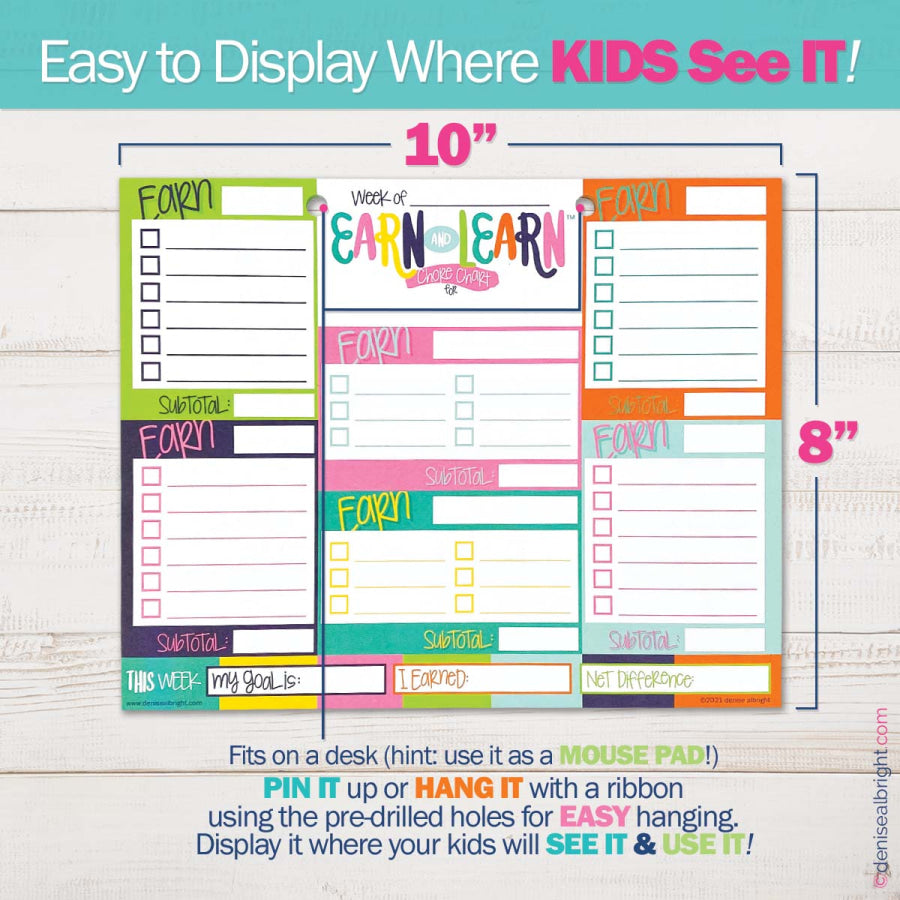 Earn &amp; Learn® Kids Money Management Chore Chart Pad Pads