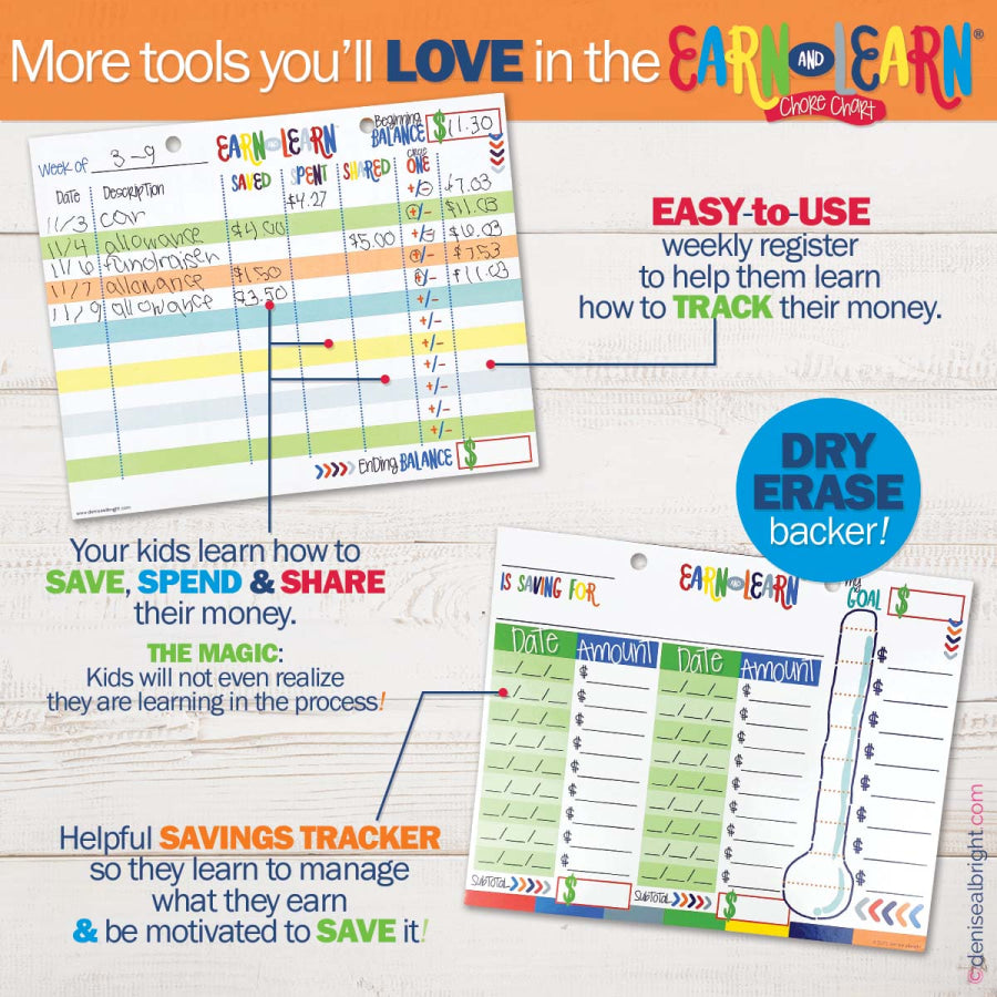 Earn &amp; Learn® Kids Money Management Chore Chart Pad Pads