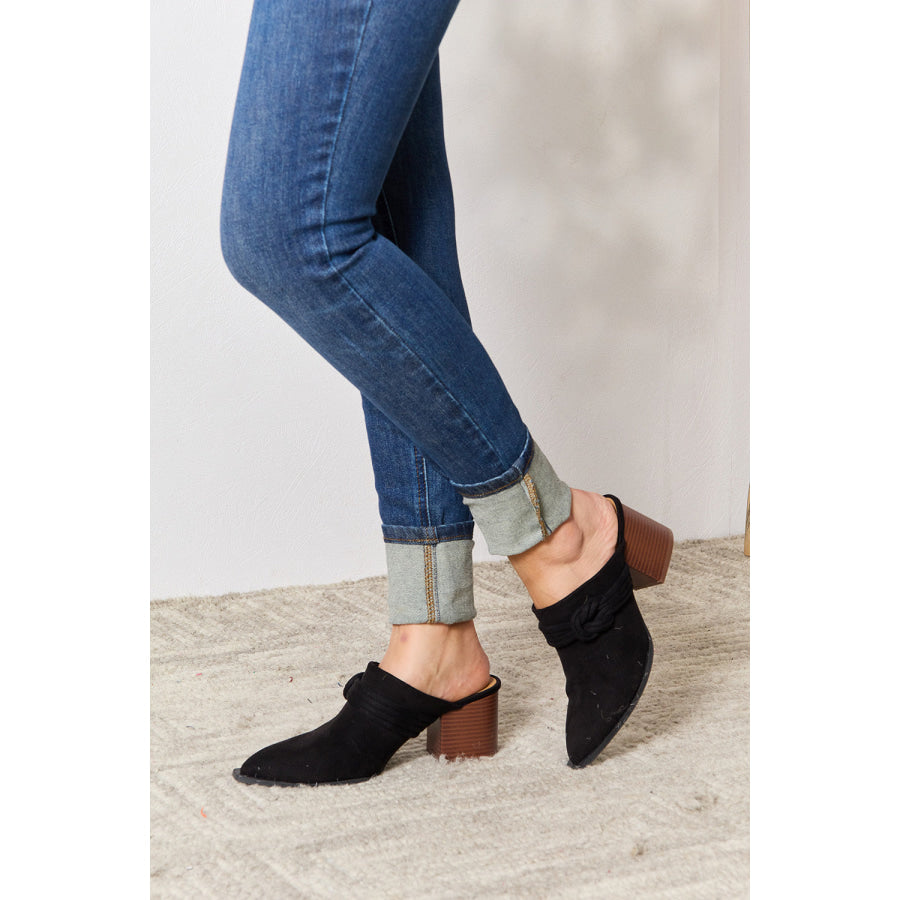 East Lion Corp Pointed-Toe Braided Trim Mules Black / 5.5 footwear