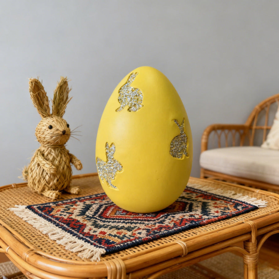 Easter Egg with Glitter Bunny Cutouts Yellow / ONESIZE Apparel and Accessories
