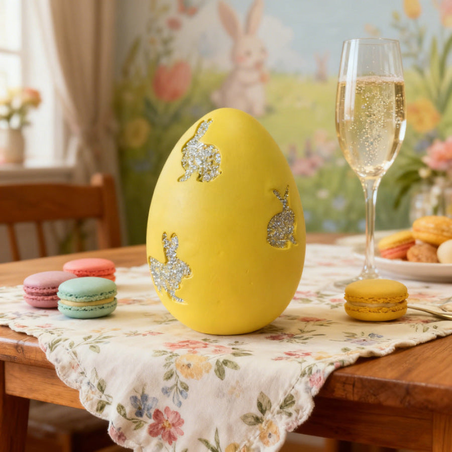 Easter Egg with Glitter Bunny Cutouts Yellow / ONESIZE Apparel and Accessories