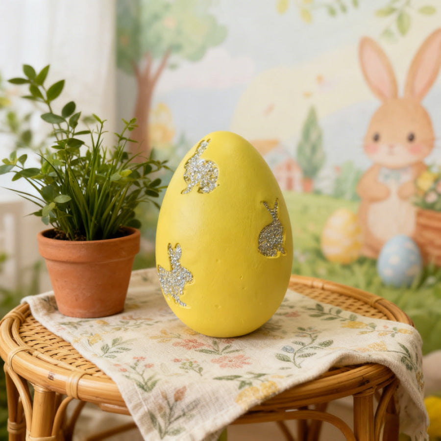 Easter Egg with Glitter Bunny Cutouts Yellow / ONESIZE Apparel and Accessories