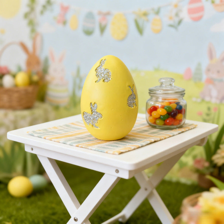 Easter Egg with Glitter Bunny Cutouts Yellow / ONESIZE Apparel and Accessories
