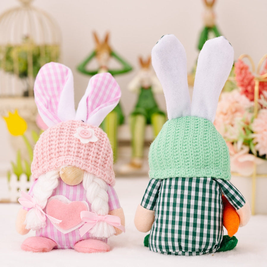 Easter Plaid Knitted Hat Faceless Doll with Rabbit Ears Apparel and Accessories