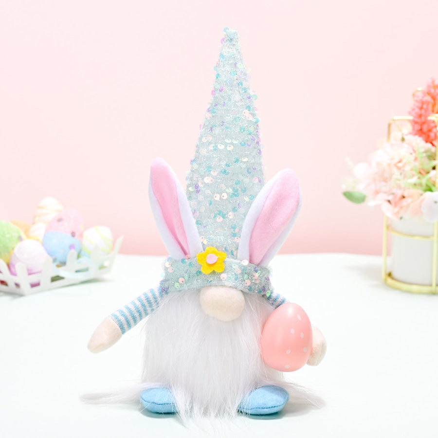 Easter Sequin Pointed Hat Faceless Gnome Pastel Blue / One Size Apparel and Accessories