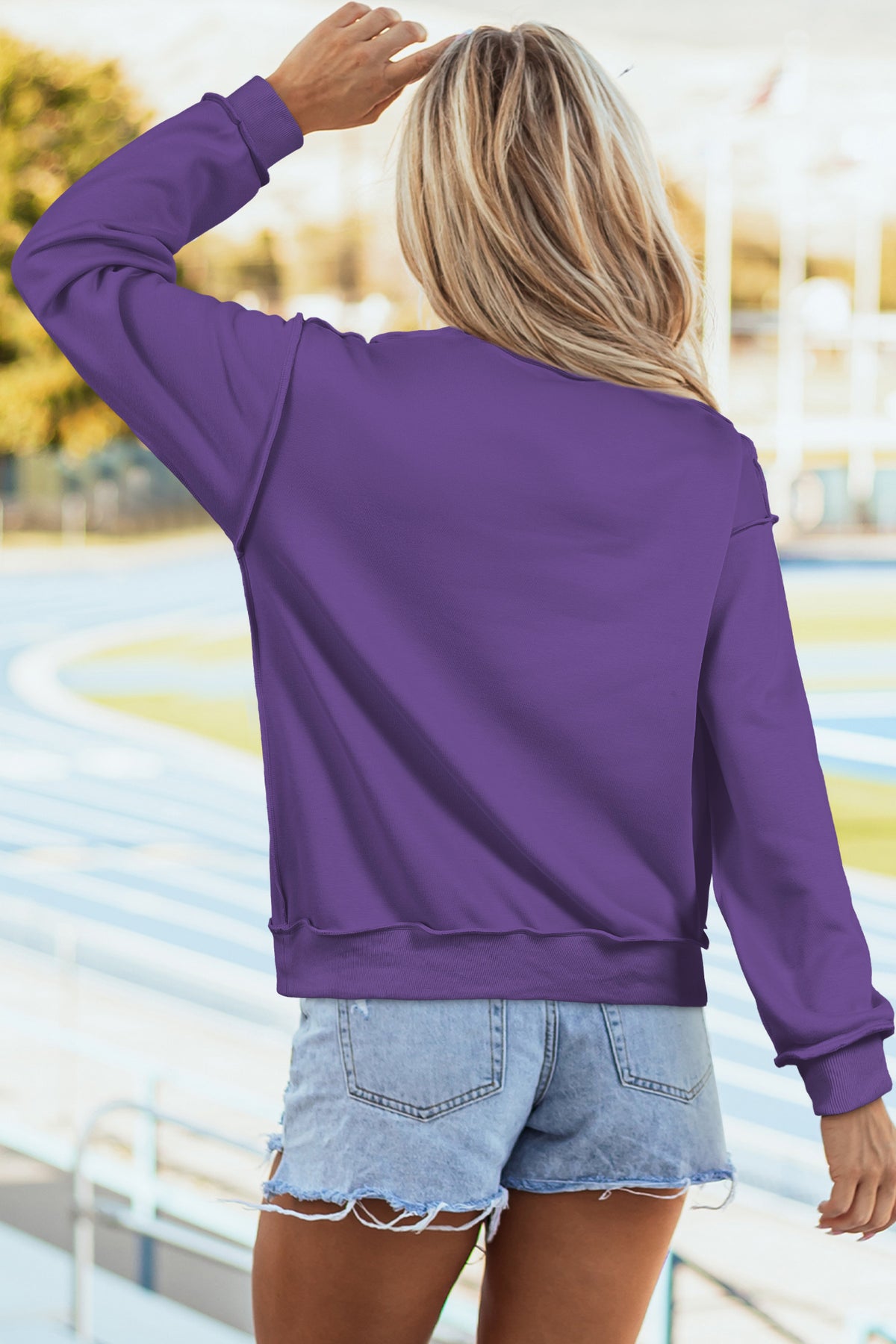 Bluing Oversize Drop Shoulder Reversible Mock Neck Sweatshirt
