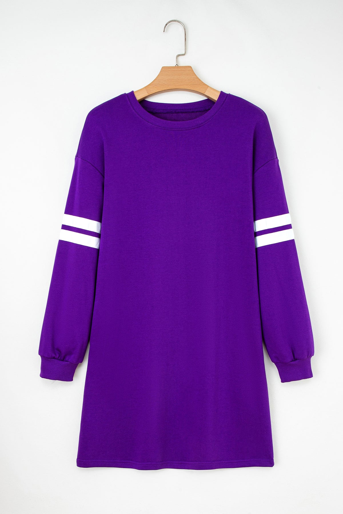 Orange Varsity Contrast Banded Sleeve Shift Sweatshirt Dress