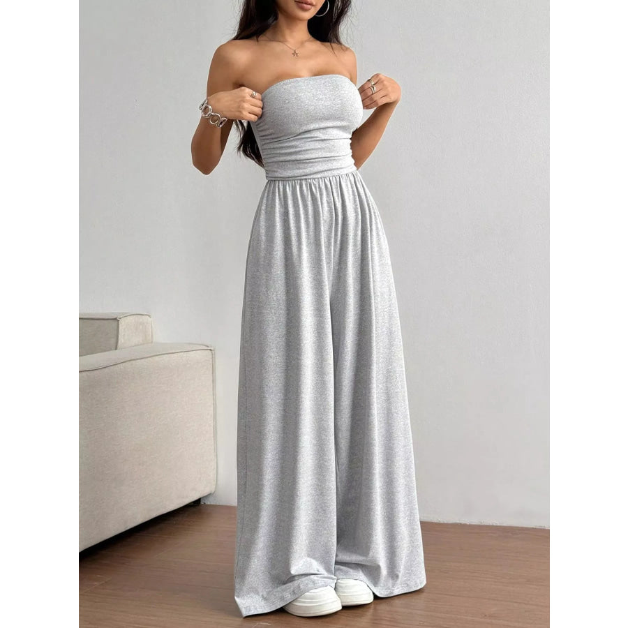 Effortless Chic Tube Top Wide Leg Jumpsuit Apparel and Accessories