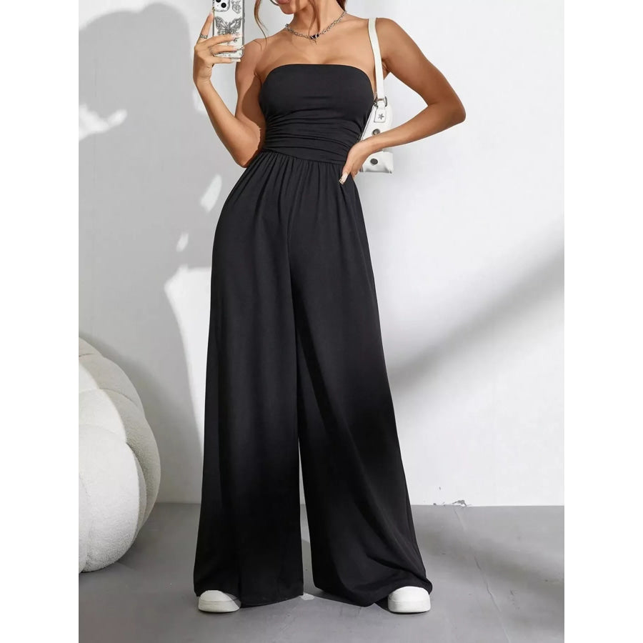 Effortless Chic Tube Top Wide Leg Jumpsuit Apparel and Accessories