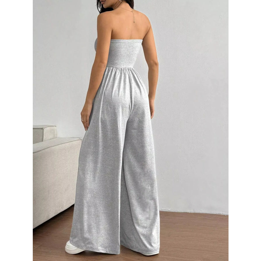 Effortless Chic Tube Top Wide Leg Jumpsuit Apparel and Accessories