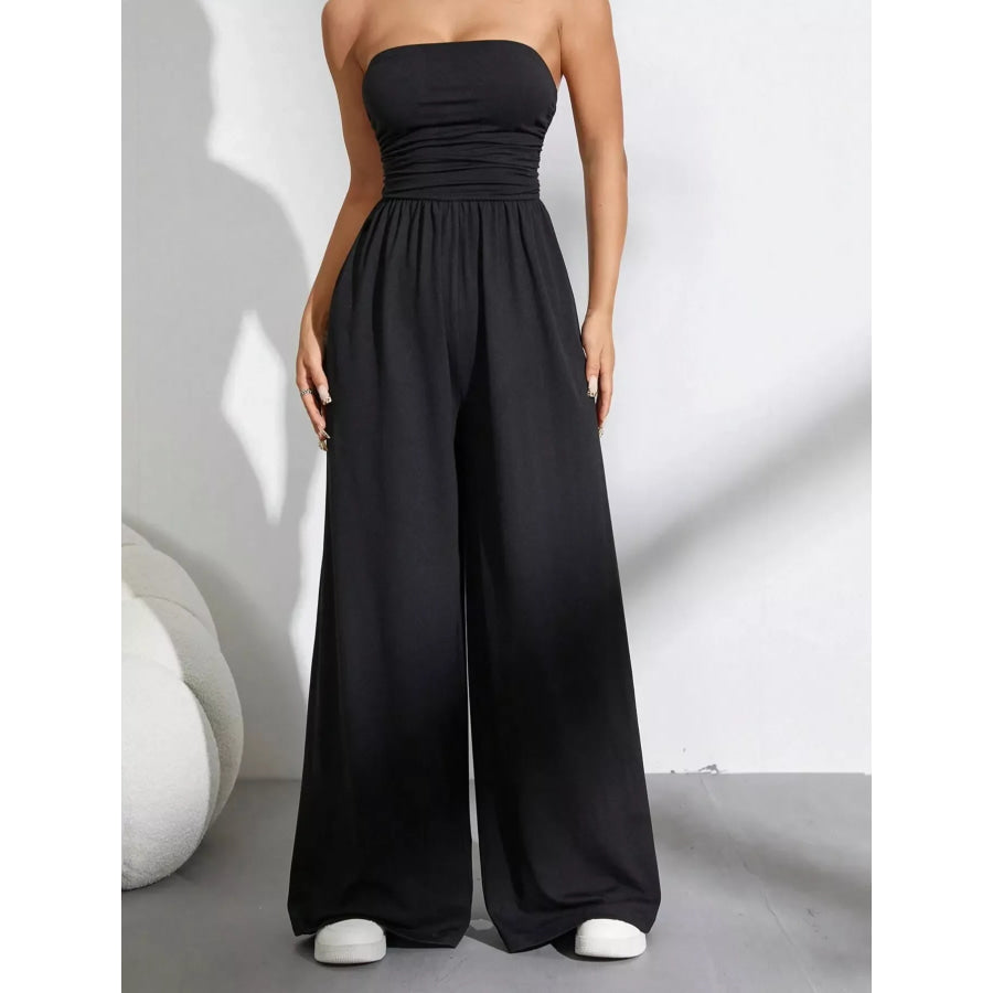 Effortless Chic Tube Top Wide Leg Jumpsuit Apparel and Accessories