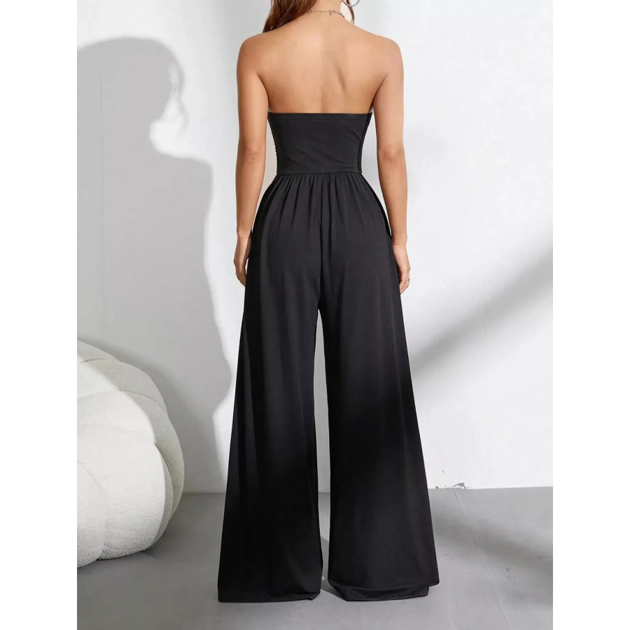 Effortless Chic Tube Top Wide Leg Jumpsuit Apparel and Accessories