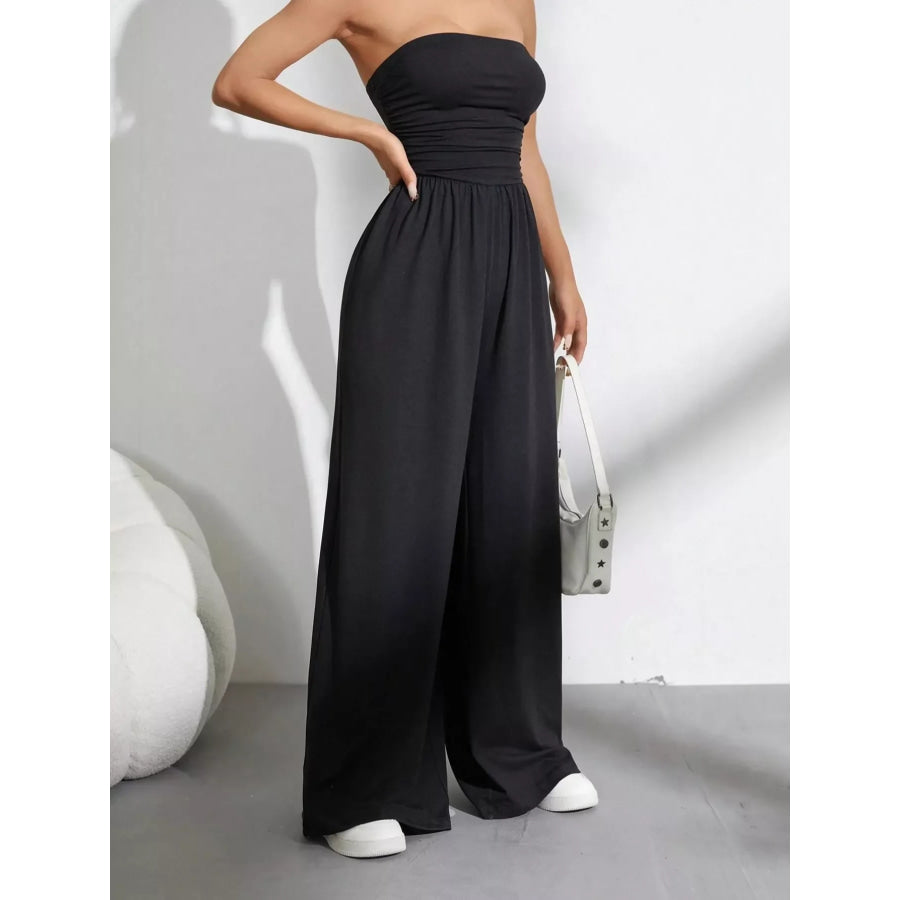 Effortless Chic Tube Top Wide Leg Jumpsuit Apparel and Accessories