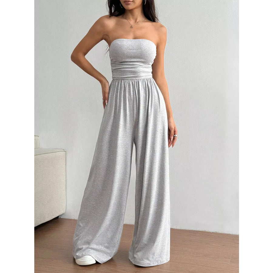 Effortless Chic Tube Top Wide Leg Jumpsuit Light Gray / S Apparel and Accessories
