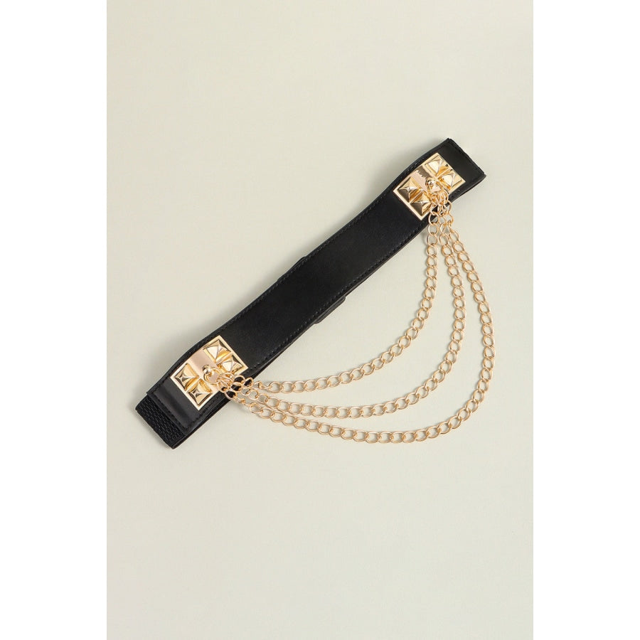 Elastic Belt with Chain Black / One Size