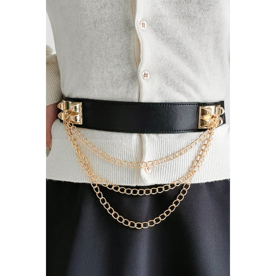 Elastic Belt with Chain Black / One Size