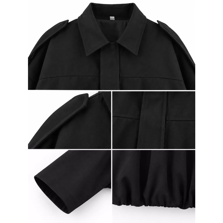 Elastic Hem Batwing Sleeve Jacket Apparel and Accessories