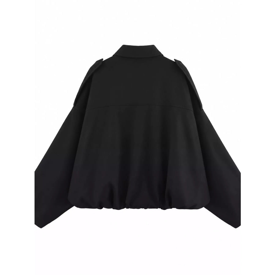 Elastic Hem Batwing Sleeve Jacket Apparel and Accessories