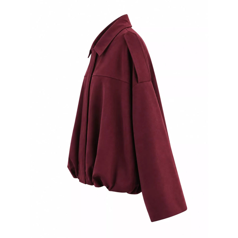 Elastic Hem Batwing Sleeve Jacket Apparel and Accessories