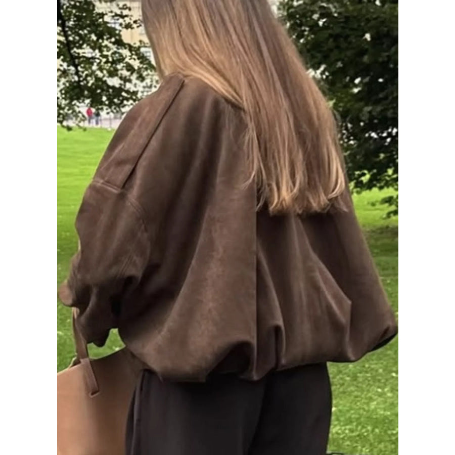 Elastic Hem Batwing Sleeve Jacket Apparel and Accessories