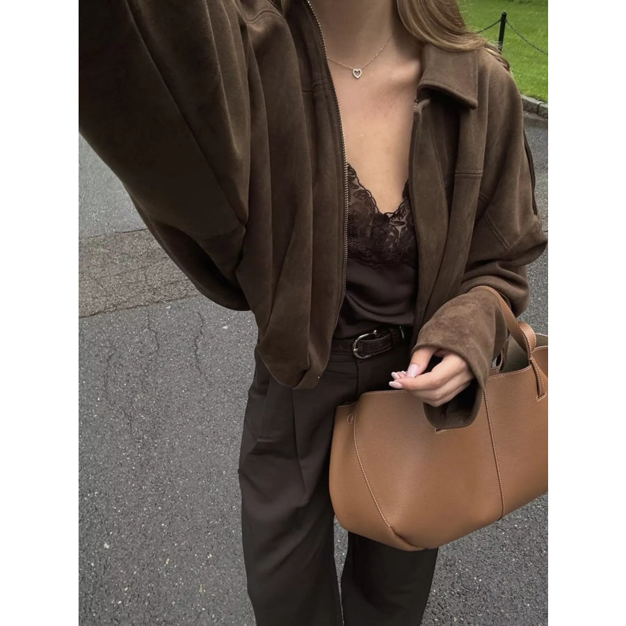 Elastic Hem Batwing Sleeve Jacket Apparel and Accessories