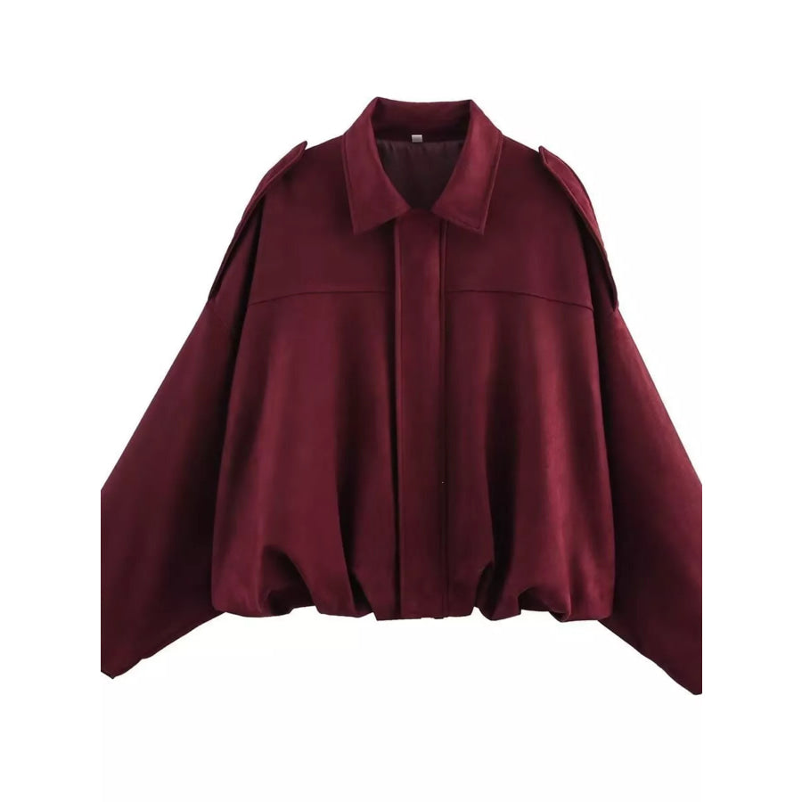 Elastic Hem Batwing Sleeve Jacket Apparel and Accessories