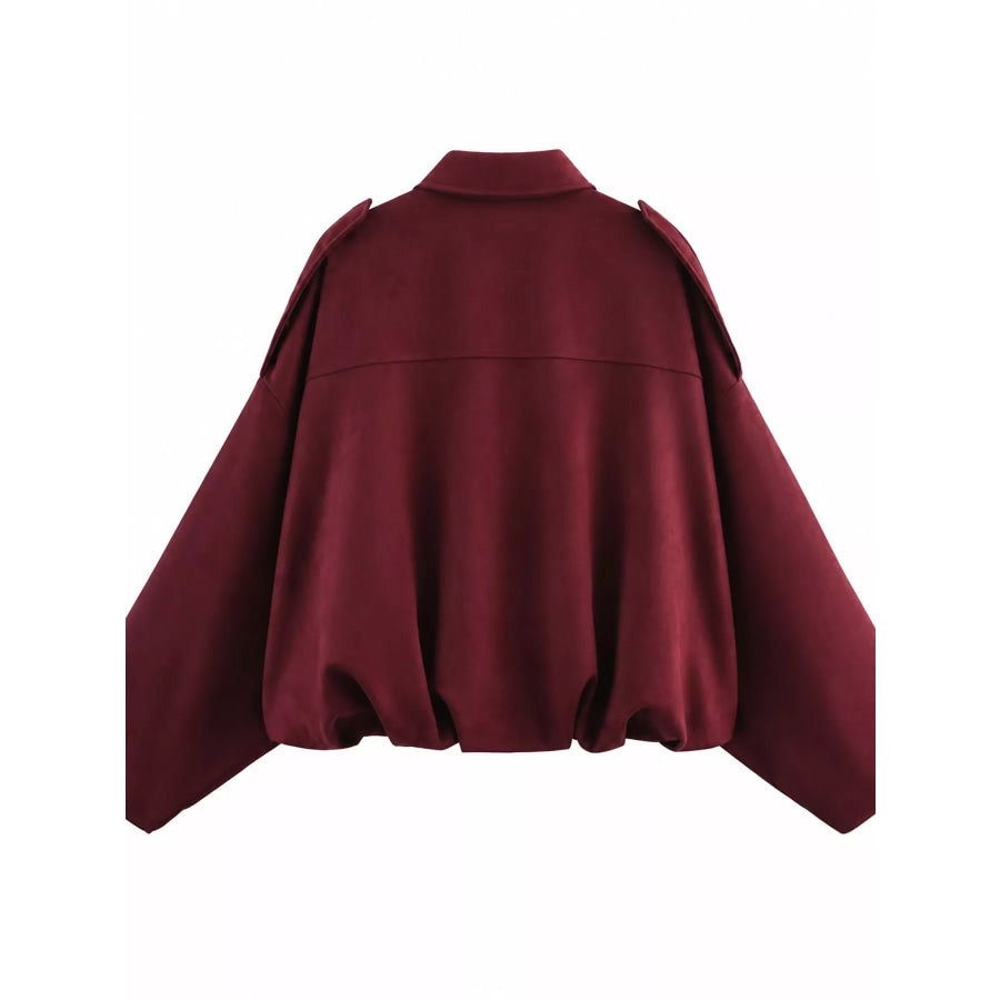 Elastic Hem Batwing Sleeve Jacket Apparel and Accessories