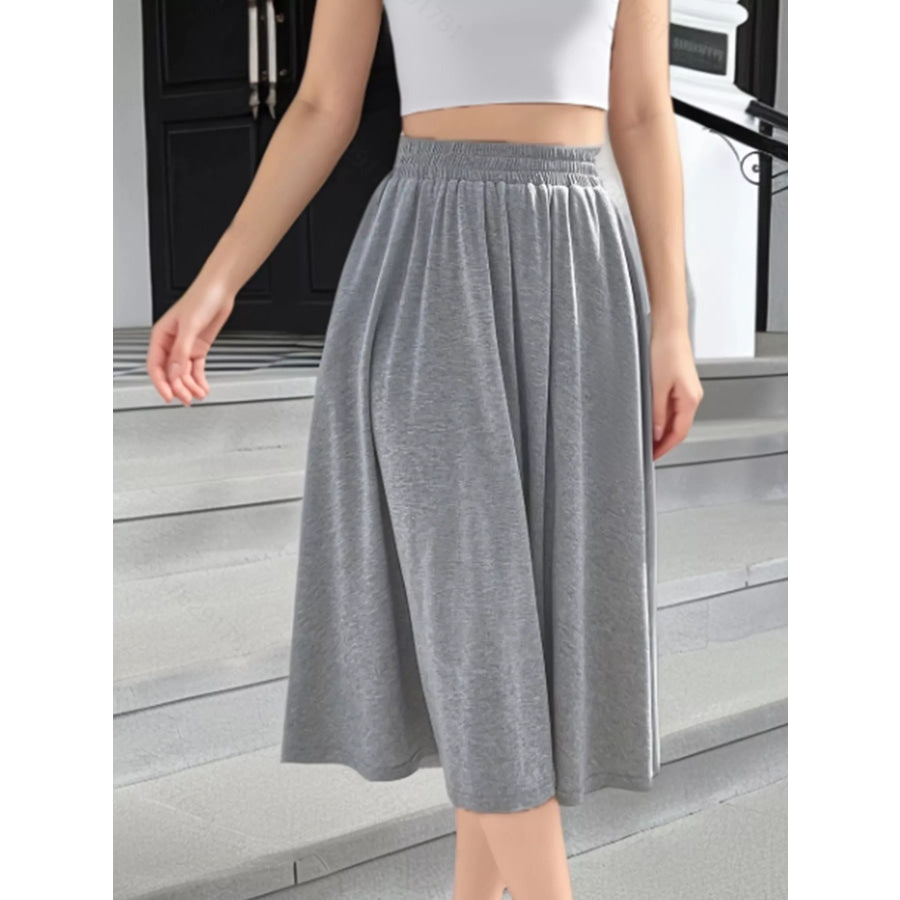 Elastic Waist A-Line Skirt with Pockets Apparel and Accessories