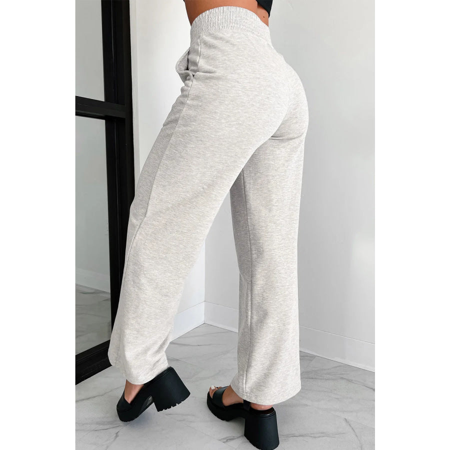 Elastic Waist Active Pants with Pockets Apparel and Accessories