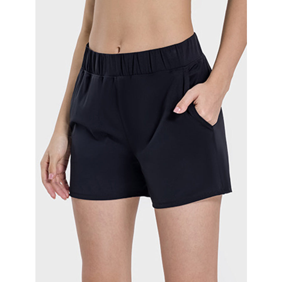 Elastic Waist Active Shorts Black / 4 Apparel and Accessories