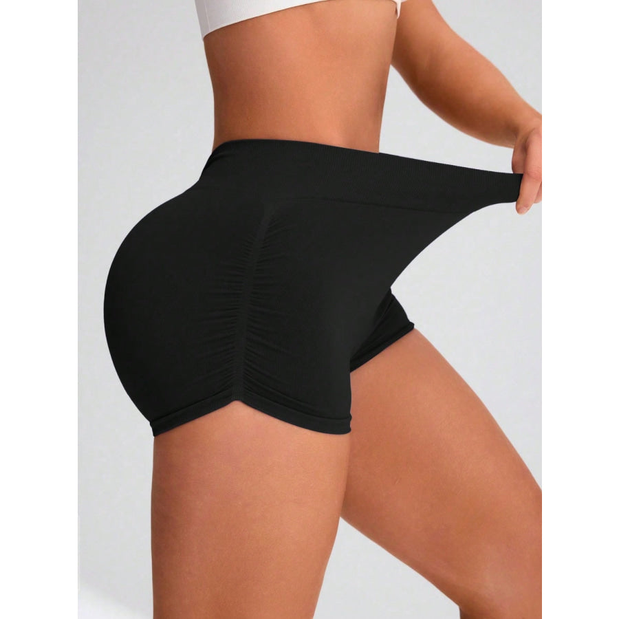 Elastic Waist Active Shorts Black / S Apparel and Accessories