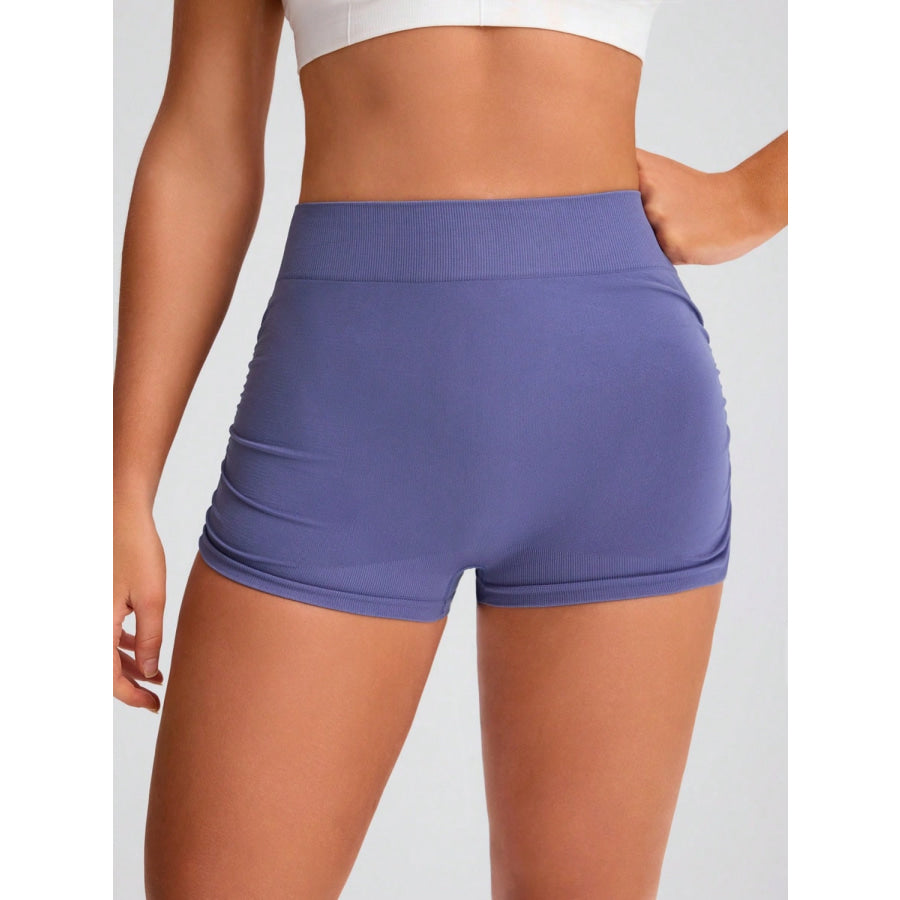 Elastic Waist Active Shorts Dusty Blue / S Apparel and Accessories