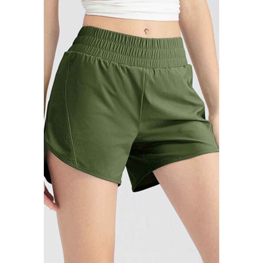 Elastic Waist Active Shorts Moss / S Clothing