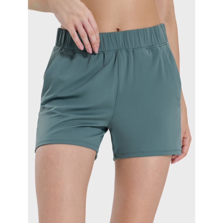 Elastic Waist Active Shorts Turquoise / 4 Apparel and Accessories