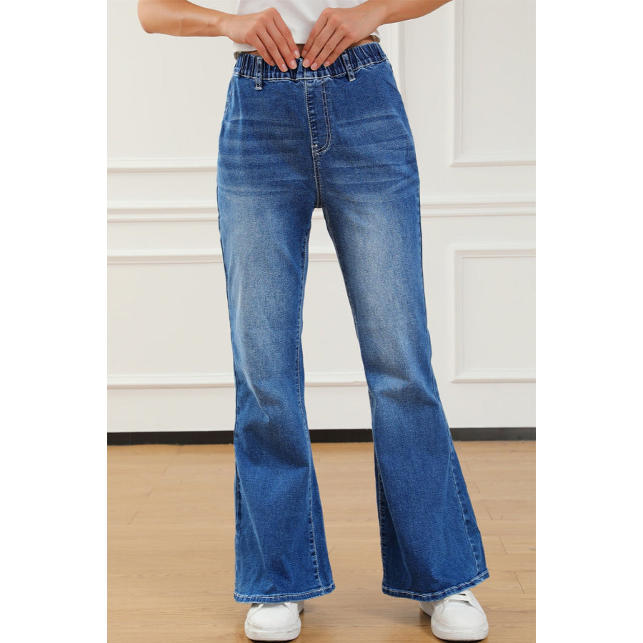 Elastic Waist Bootcut Jeans with Pockets Medium / 8 Apparel and Accessories