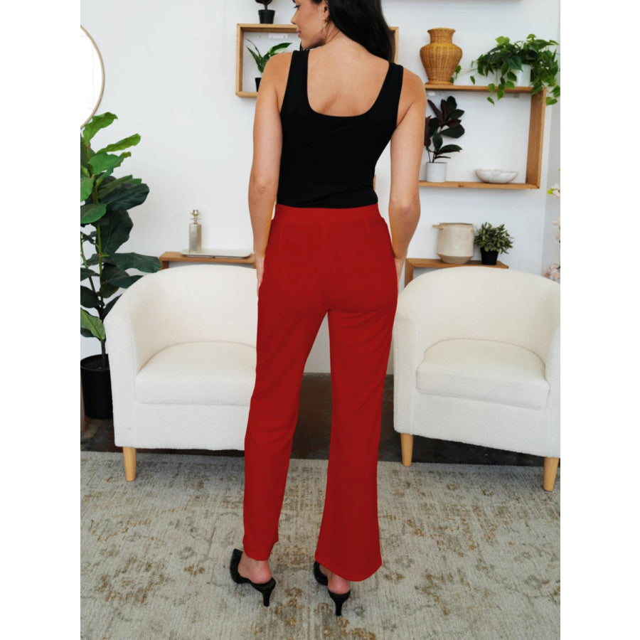 Elastic Waist Bootcut Pants Apparel and Accessories