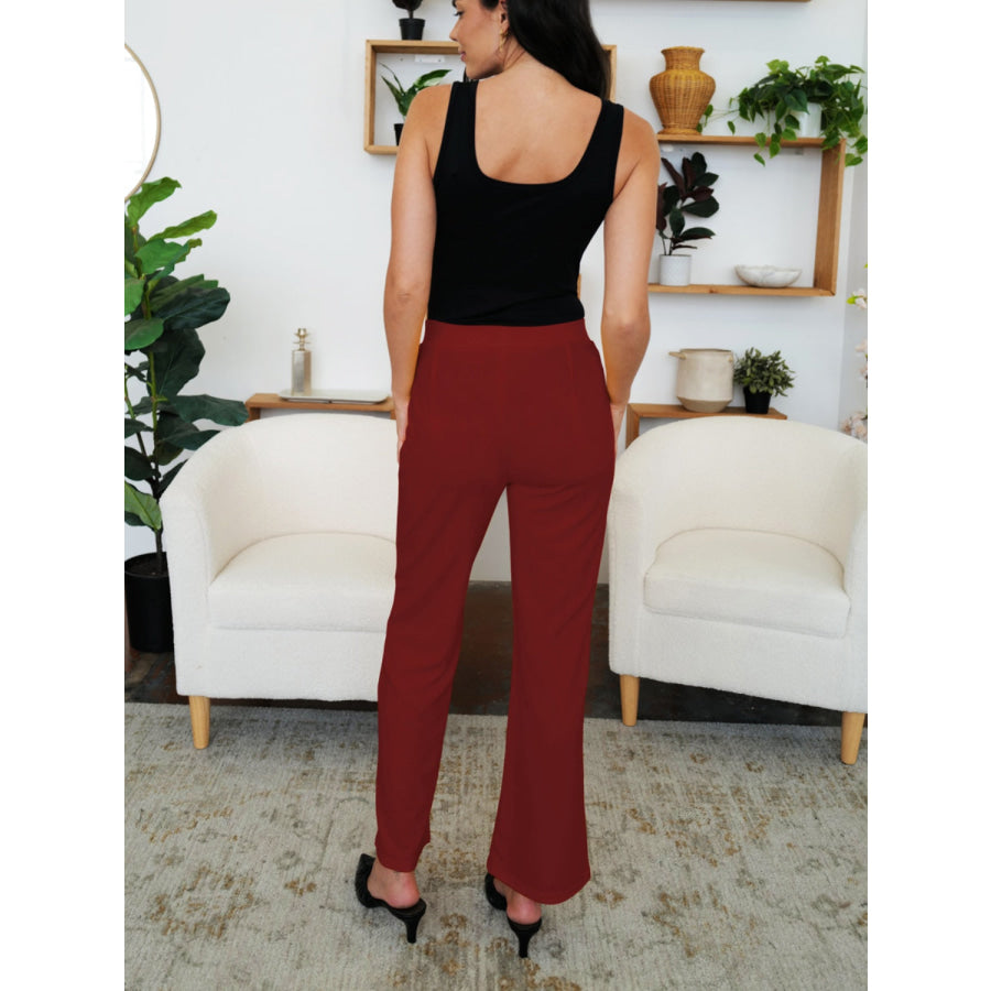 Elastic Waist Bootcut Pants Apparel and Accessories