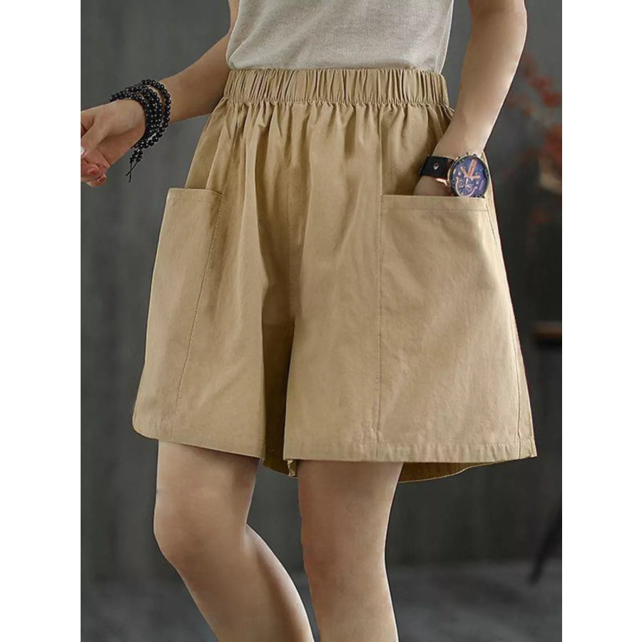 Elastic Waist Casual Shorts Apparel and Accessories