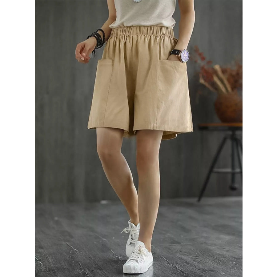 Elastic Waist Casual Shorts Apparel and Accessories