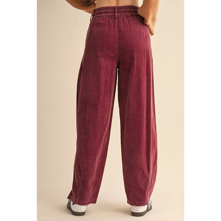Elastic Waist Drawstring Corduroy Casual Pants Apparel and Accessories