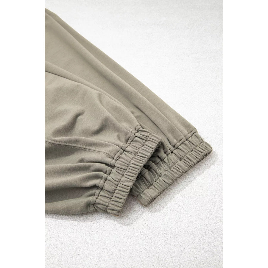 Elastic Waist Drawstring Wide Leg Full Length Pants Apparel and Accessories